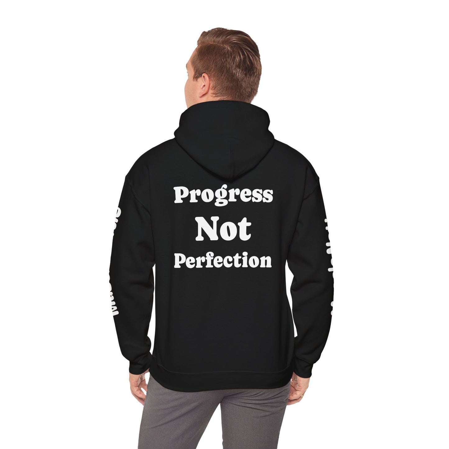 Progress Not Perfection Hooded Sweatshirt | Motivational Hoodie for Athletes, Fitness Lovers, Gym Wear, Gift for Him/Her