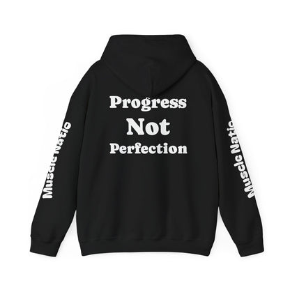 Progress Not Perfection Hooded Sweatshirt | Motivational Hoodie for Athletes, Fitness Lovers, Gym Wear, Gift for Him/Her