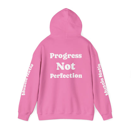 Progress Not Perfection Hooded Sweatshirt | Motivational Hoodie for Athletes, Fitness Lovers, Gym Wear, Gift for Him/Her