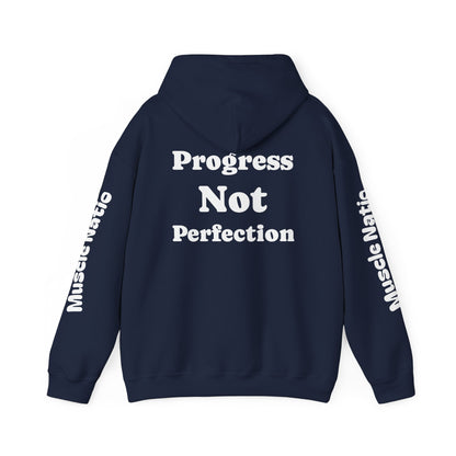 Progress Not Perfection Hooded Sweatshirt | Motivational Hoodie for Athletes, Fitness Lovers, Gym Wear, Gift for Him/Her